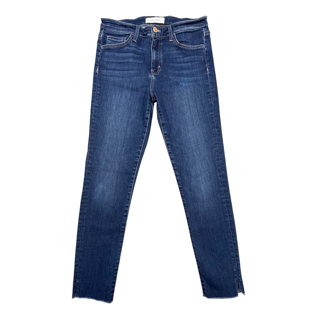Flying Monkey Blue High Rise Raw Split Hem Skinny Jeans Womens 27